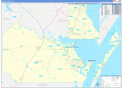 Nueces County, TX Wall Map Zip Code Basic Style 2024
