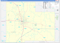 Olmsted County, MN Wall Map Zip Code Basic Style 2024
