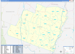 Orange County, VT Wall Map Zip Code Basic Style 2024