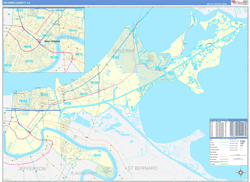 OrleansParish (County), LA Wall Map Zip Code Basic Style 2024
