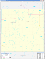 Osborne County, KS Wall Map Zip Code Basic Style 2024