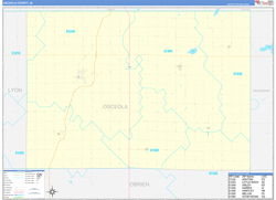 Osceola County, IA Wall Map Zip Code Basic Style 2024