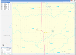 Ottawa County, KS Wall Map Zip Code Basic Style 2024