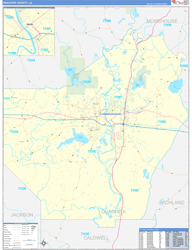 OuachitaParish (County), LA Wall Map Zip Code Basic Style 2023