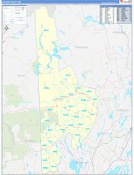 Oxford County, ME Wall Map Zip Code Basic Style 2024