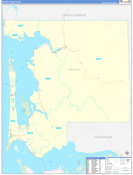 Pacific County, WA Wall Map Zip Code Basic Style 2024