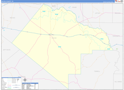 Pecos County, TX Wall Map Zip Code Basic Style 2024