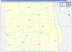 Pembina County, ND Wall Map Zip Code Basic Style 2024