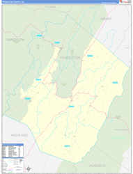 Pendleton County, WV Wall Map Zip Code Basic Style 2024
