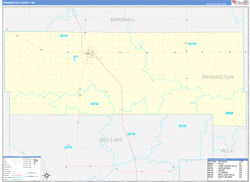 Pennington County, MN Wall Map Zip Code Basic Style 2024