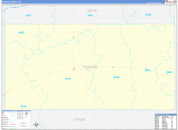 Perkins County, NE Wall Map Zip Code Basic Style 2023