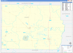 Perry County, IL Wall Map Zip Code Basic Style 2024