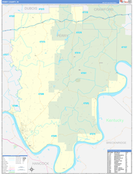 Perry County, IN Wall Map Zip Code Basic Style 2024