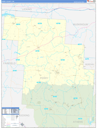 Perry County, OH Wall Map Zip Code Basic Style 2024