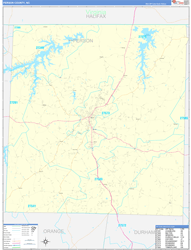 Person County, NC Wall Map Zip Code Basic Style 2024