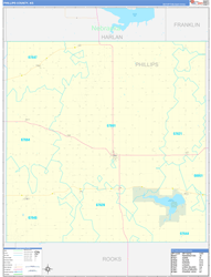 Phillips County, KS Wall Map Zip Code Basic Style 2024