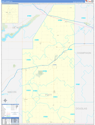 Piatt County, IL Wall Map Zip Code Basic Style 2024