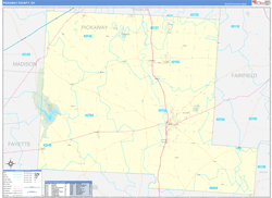 Pickaway County, OH Wall Map Zip Code Basic Style 2024