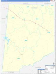 Pickens County, AL Wall Map Zip Code Basic Style 2024