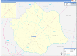 Pierce County, GA Wall Map Zip Code Basic Style 2024