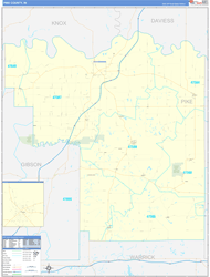 Pike County, IN Wall Map Zip Code Basic Style 2024