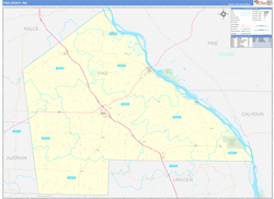 Pike County, MO Wall Map Zip Code Basic Style 2024