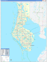 Pinellas County, FL Wall Map Zip Code Basic Style 2023