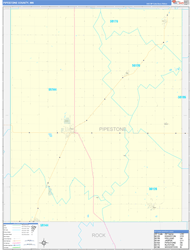 Pipestone County, MN Wall Map Zip Code Basic Style 2024