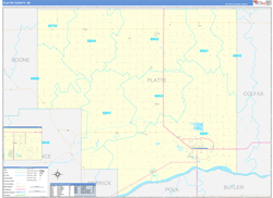 Platte County, NE Wall Map Zip Code Basic Style 2023