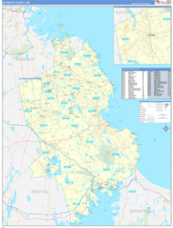 Plymouth County, MA Wall Map Zip Code Basic Style 2024