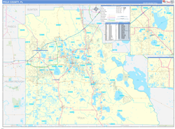 Polk County, FL Wall Map Zip Code Basic Style 2023