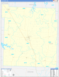 Polk County, MO Wall Map Zip Code Basic Style 2024