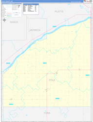 Polk County, NE Wall Map Zip Code Basic Style 2023
