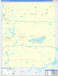 Portage County, OH Wall Map Zip Code Basic Style 2024