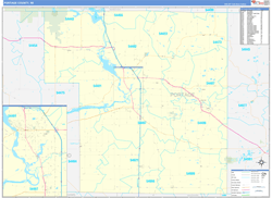 Portage County, WI Wall Map Zip Code Basic Style 2024