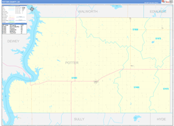 Potter County, SD Wall Map Zip Code Basic Style 2024