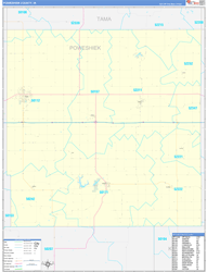 Poweshiek County, IA Wall Map Zip Code Basic Style 2024