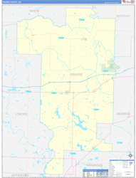 Prairie County, AR Wall Map Zip Code Basic Style 2024