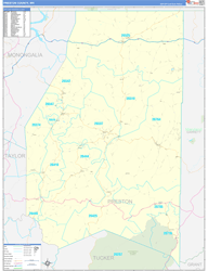 Preston County, WV Wall Map Zip Code Basic Style 2024