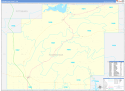 Pushmataha County, OK Wall Map Zip Code Basic Style 2024