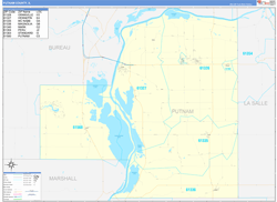 Putnam County, IL Wall Map Zip Code Basic Style 2024