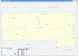 Putnam County, MO Wall Map Zip Code Basic Style 2024