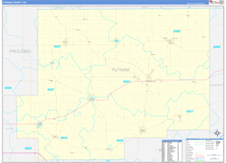 Putnam County, OH Wall Map Zip Code Basic Style 2024