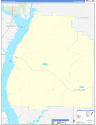 Quitman County, GA Wall Map Zip Code Basic Style 2024