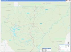 Rabun County, GA Wall Map Zip Code Basic Style 2024