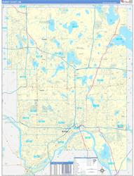 Ramsey County, MN Wall Map Zip Code Basic Style 2024