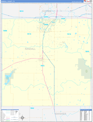 Randall County, TX Wall Map Zip Code Basic Style 2024