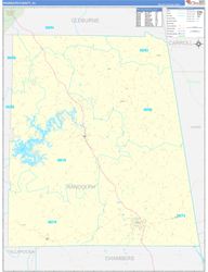 Randolph County, AL Wall Map Zip Code Basic Style 2024