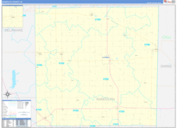 Randolph County, IN Wall Map Zip Code Basic Style 2024