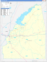 Rankin County, MS Wall Map Zip Code Basic Style 2024